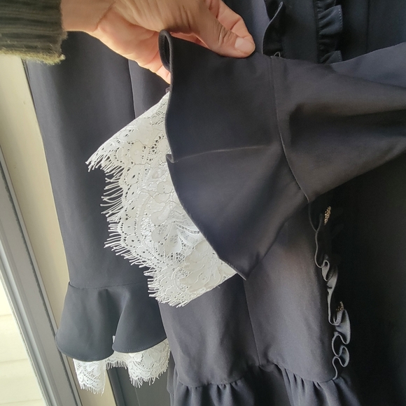 Lost City Women's Dress Victorian Gothic Style Med Black White Lace Full Zip NEW - Picture 10 of 16